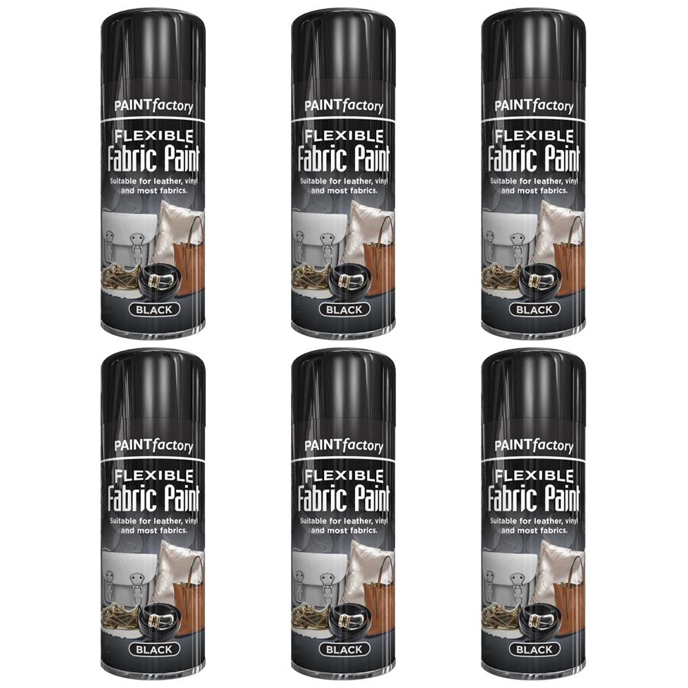 6X Black Flexible Fabric & Vinyl Spray Paint 200ml Spray Paint