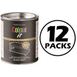 12X Paint Factory Black Matt Tin Paint 300ml Tin Paint