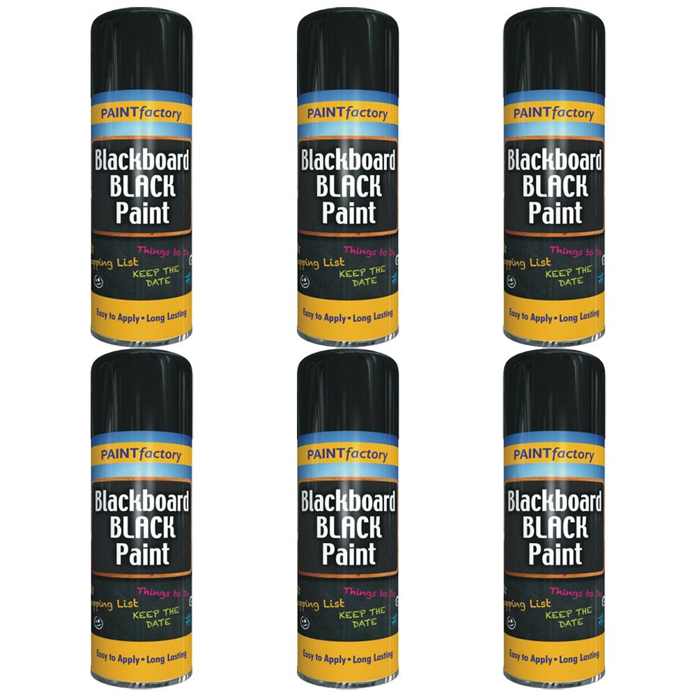 6X Paint Factory Black Blackboard Spray Paint 200ml Spray Paint