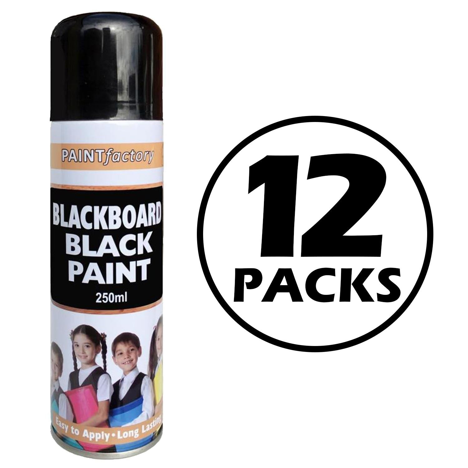 12X Paint Factory Black Blackboard Spray Paint 200ml Spray Paint