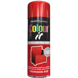 PAINTfactory Colour It Quick Drying Spray Paint in Crimson Red, perfect for bulk quantity discounted paints
