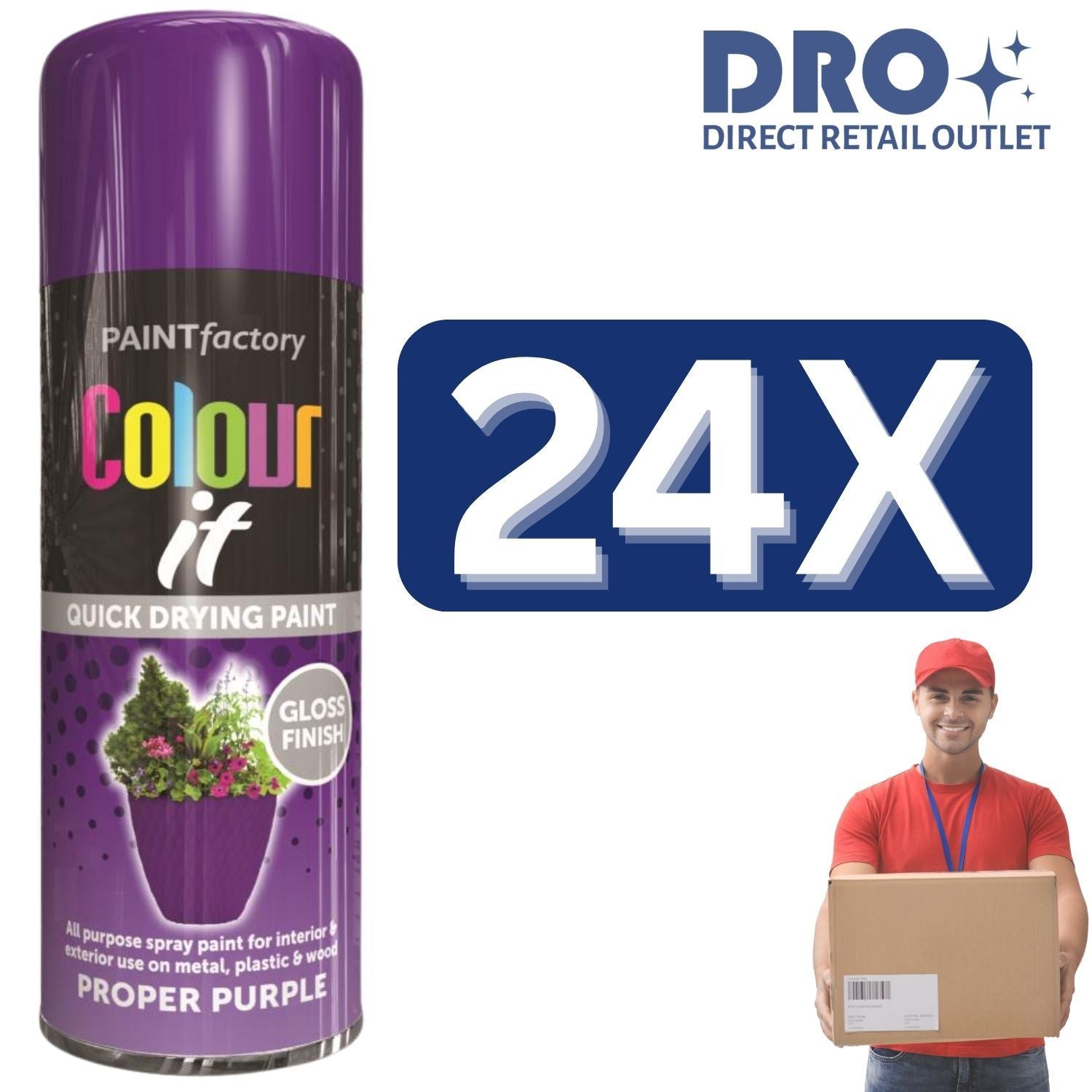 Bulk quantity discounted paints - Paint Factory Colour it Quick Drying Gloss Finish Spray Paint in Proper Purple