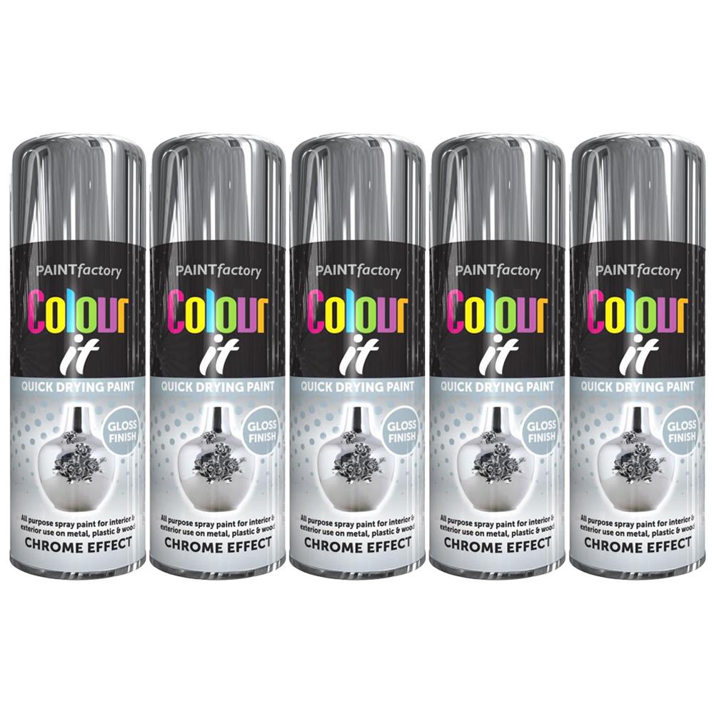5X Paint Factory Chrome Effect Gloss Spray Paint 400ml Spray Paint