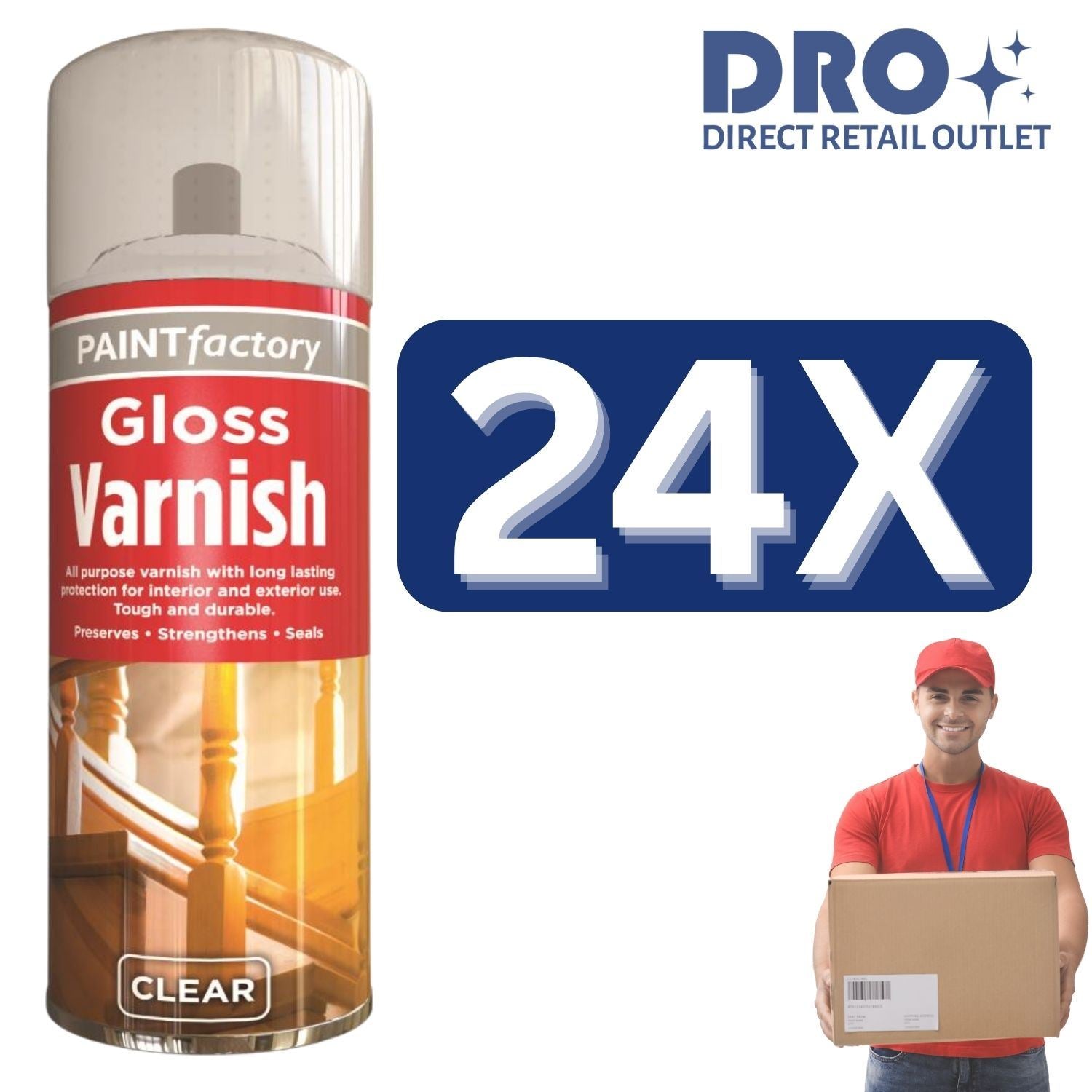 PAINTfactory clear gloss varnish spray 250ml for durable interior and exterior protection