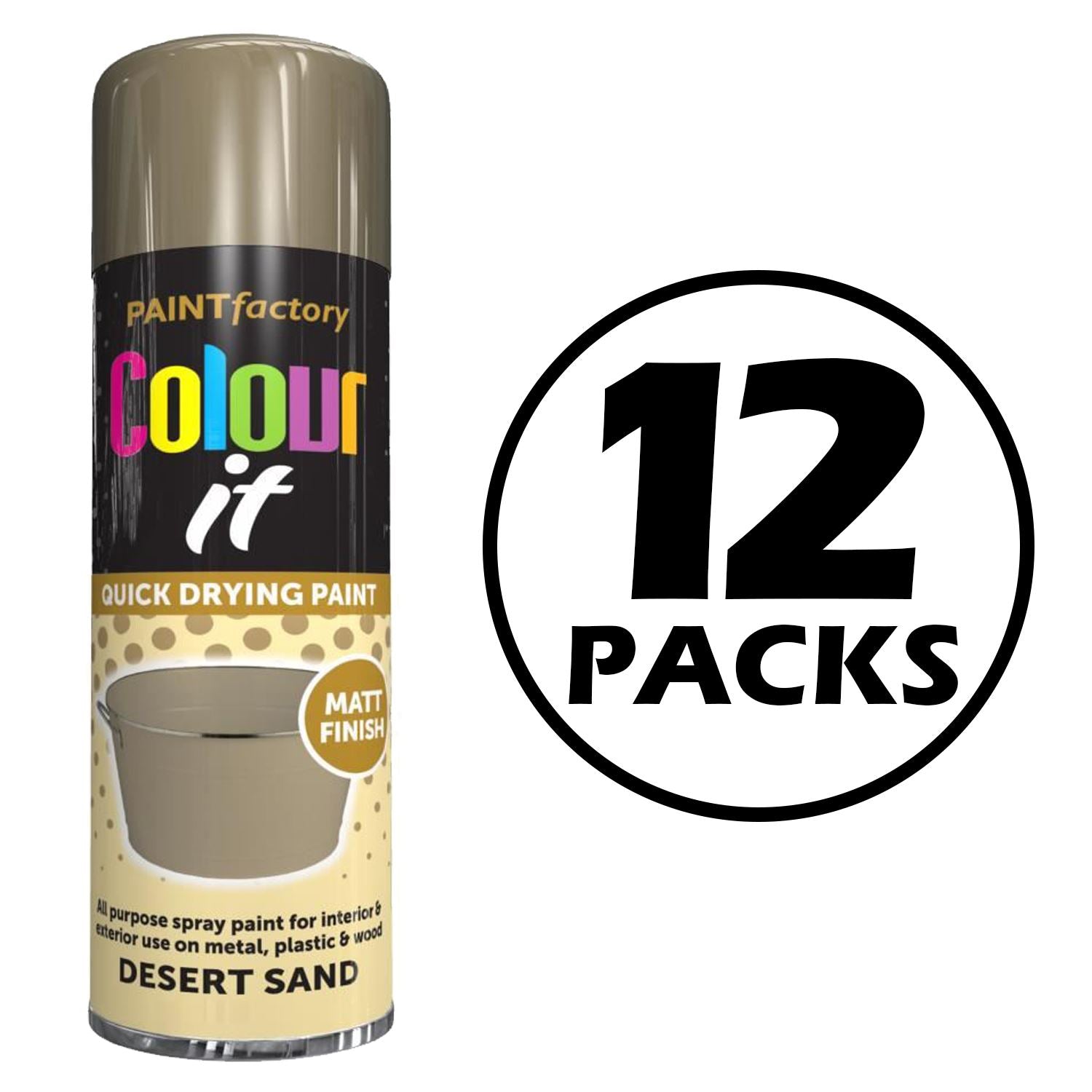 12X Paint Factory Desert Sand Matt Spray Paint 250ml Spray Paint