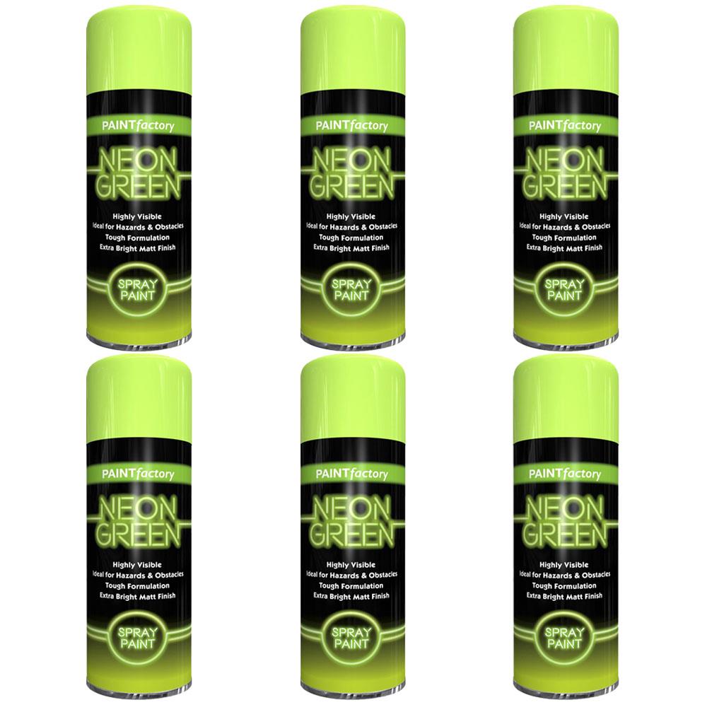 6X Paint Factory Fluorescent Neon Green Spray Paint 200ml Spray Paint