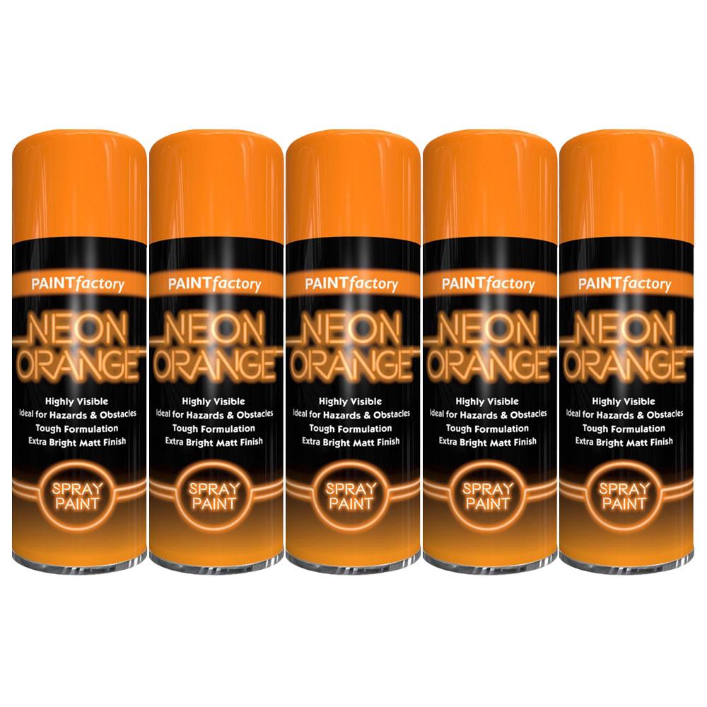 5X Paint Factory Fluorescent Neon Orange Spray Paint 200ml Spray Paint