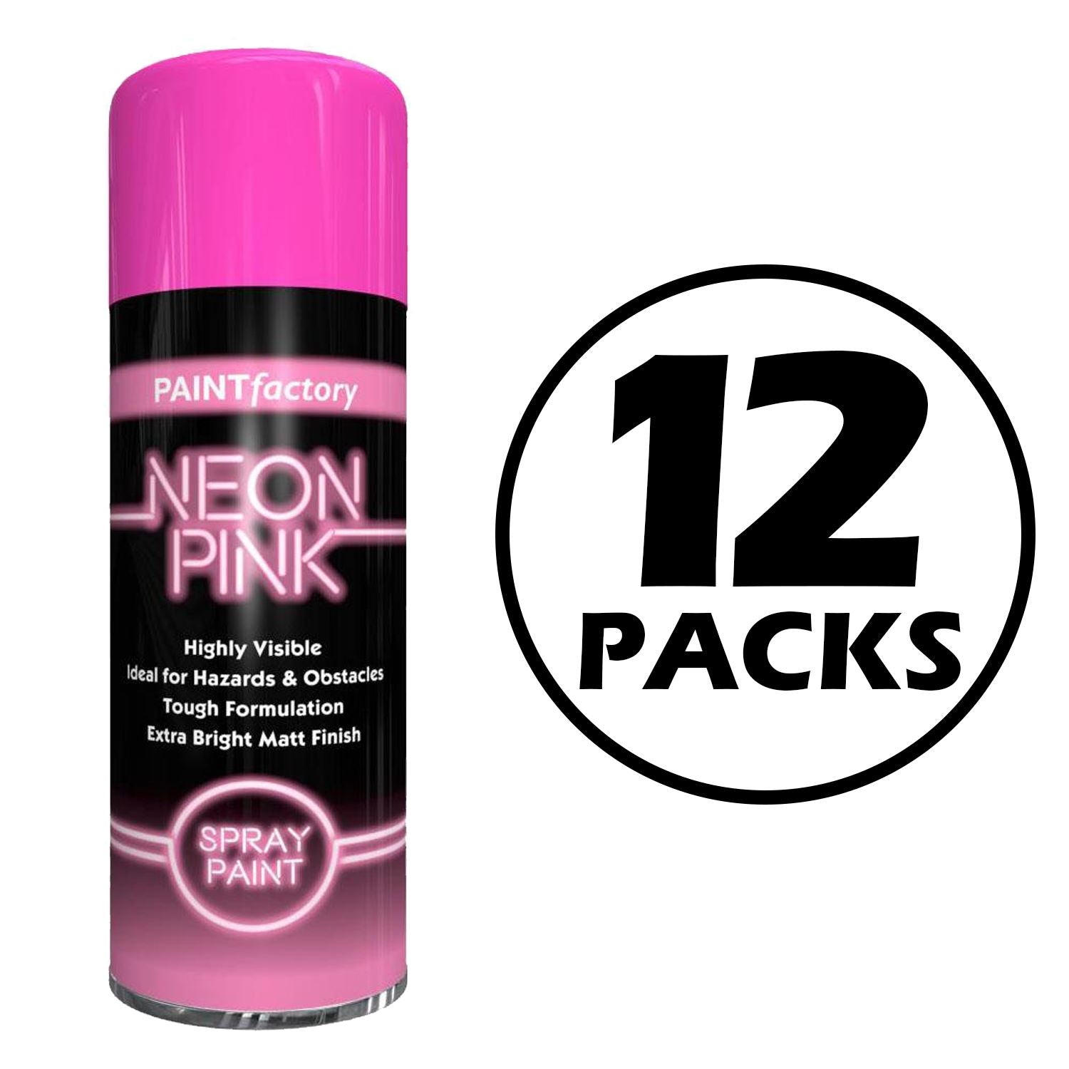 12X Paint Factory Fluorescent Neon Pink Spray Paint 200ml Spray Paint