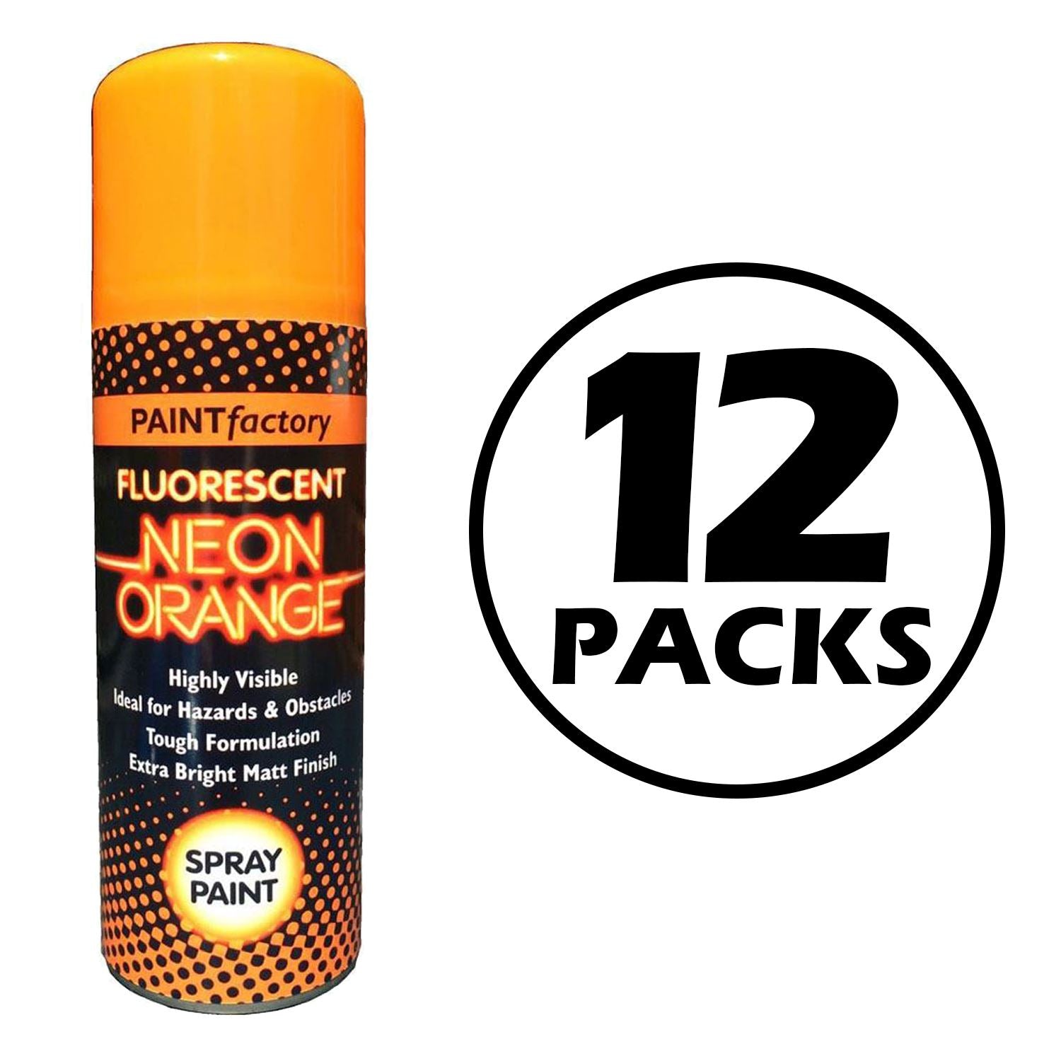 12X Paint Factory Fluorescent Neon Orange Spray Paint 200ml Spray Paint