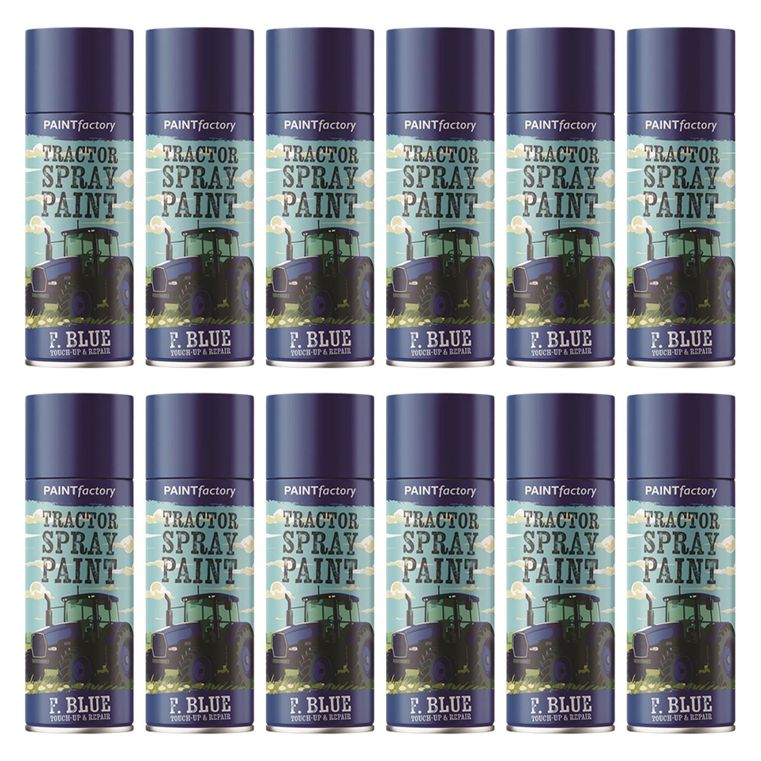 Pack of Ford blue tractor spray paint cans for vibrant outdoor projects and vehicle touch-ups