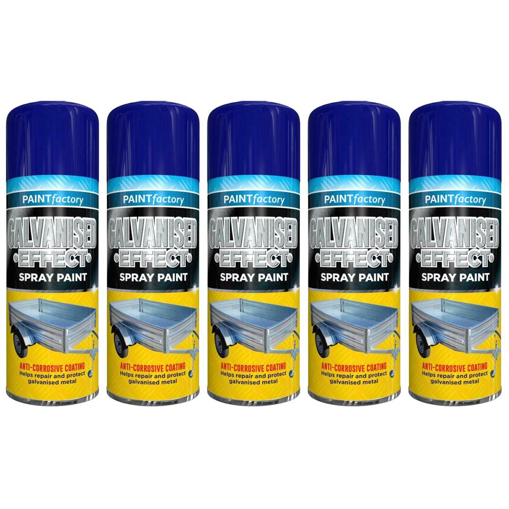 5X Paint Factory Galvanised Effect Spray Paint 400ml Spray Paint