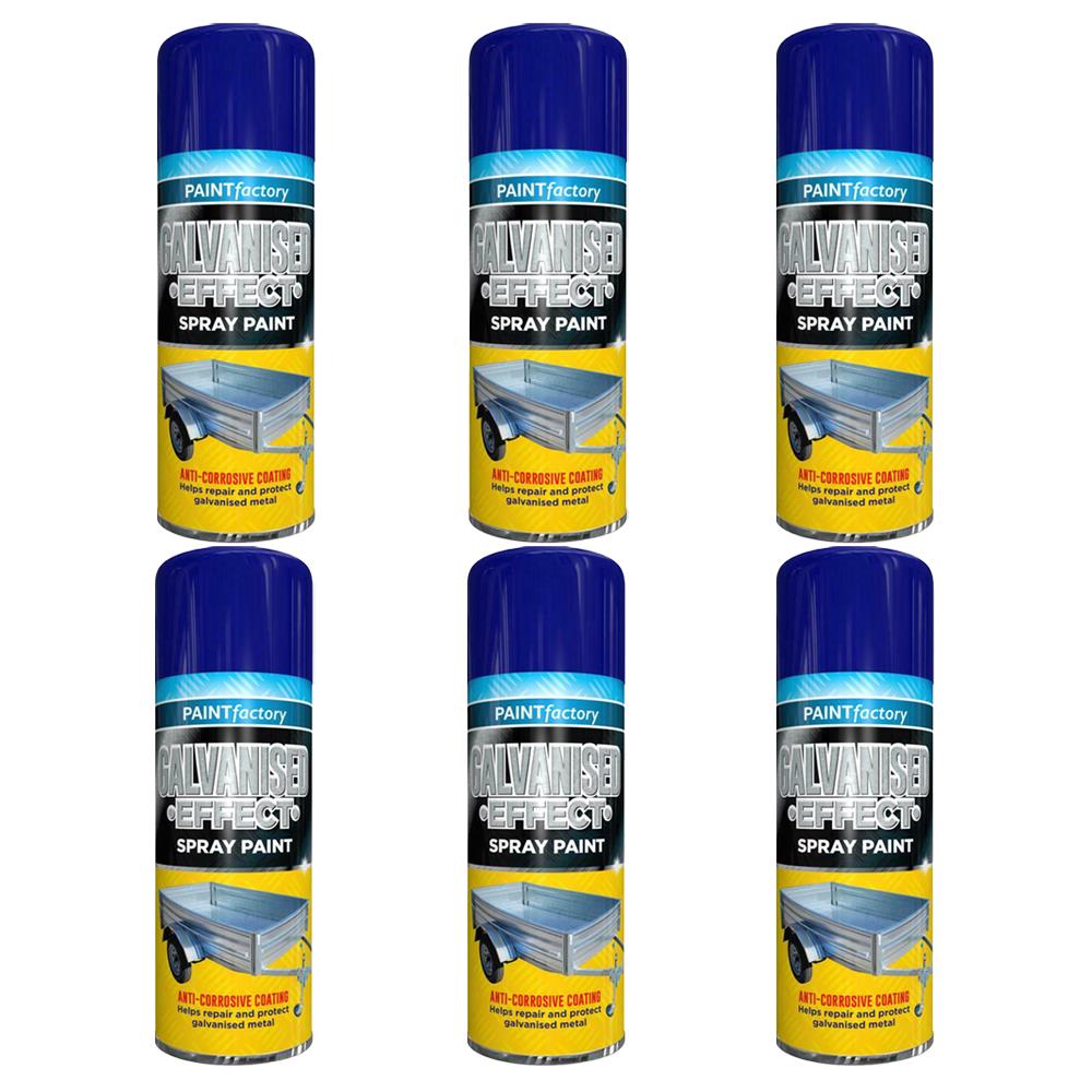 6X Paint Factory Galvanised Effect Spray Paint 400ml Spray Paint