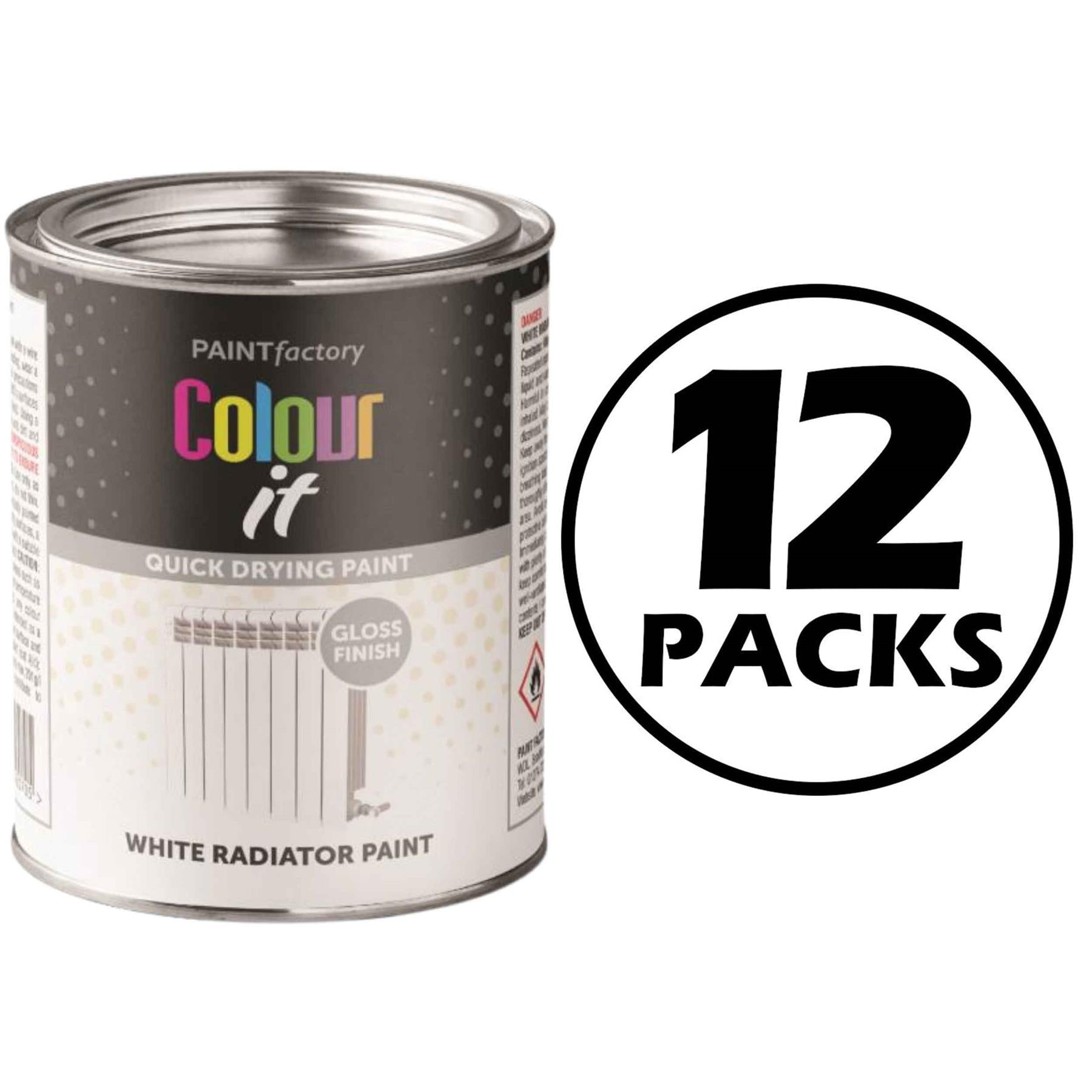 12X Paint Factory White Gloss Radiator Paint 300ml Tin Paint