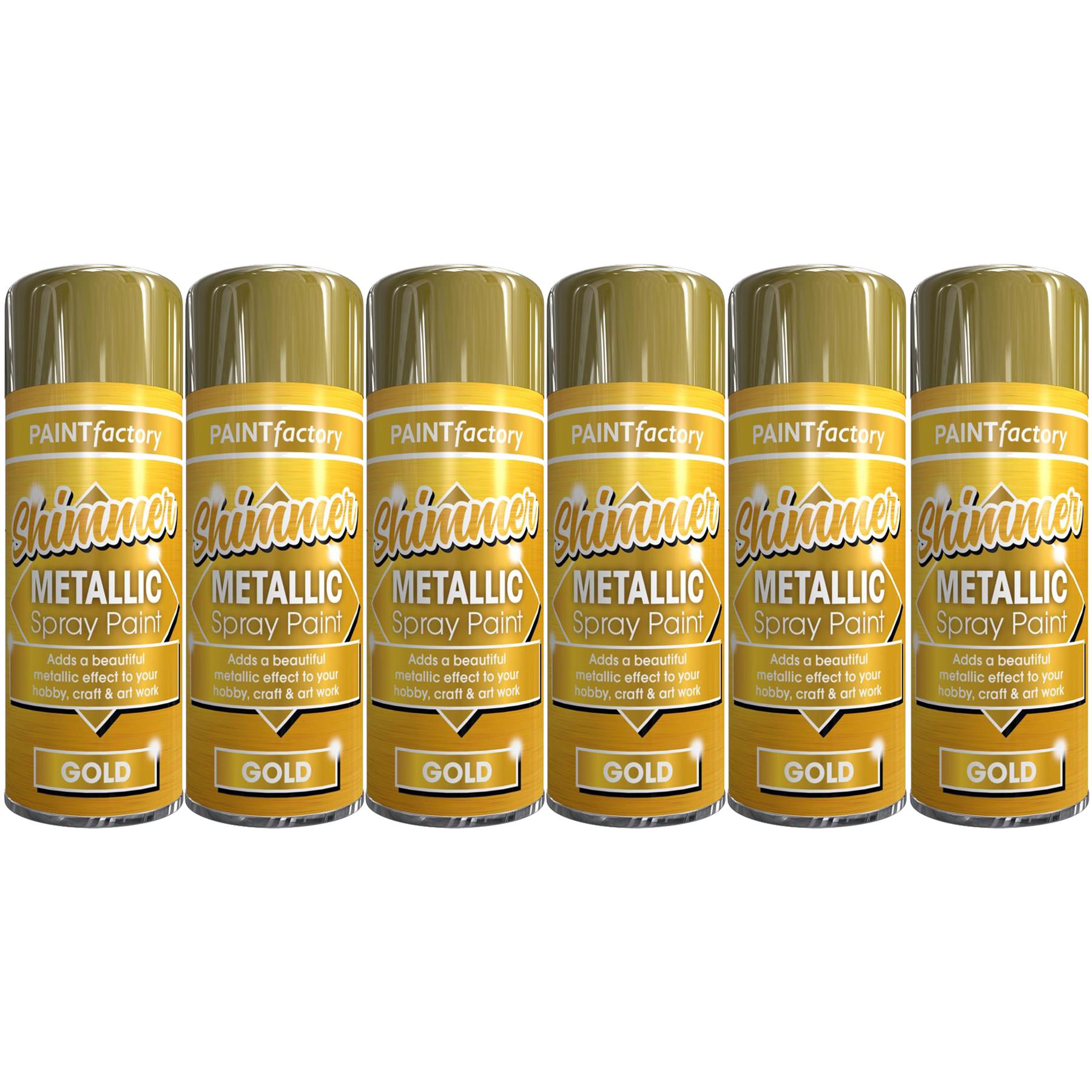 6X Paint Factory All Purpose Gold Metallic Spray Paint 200ml Spray Paint