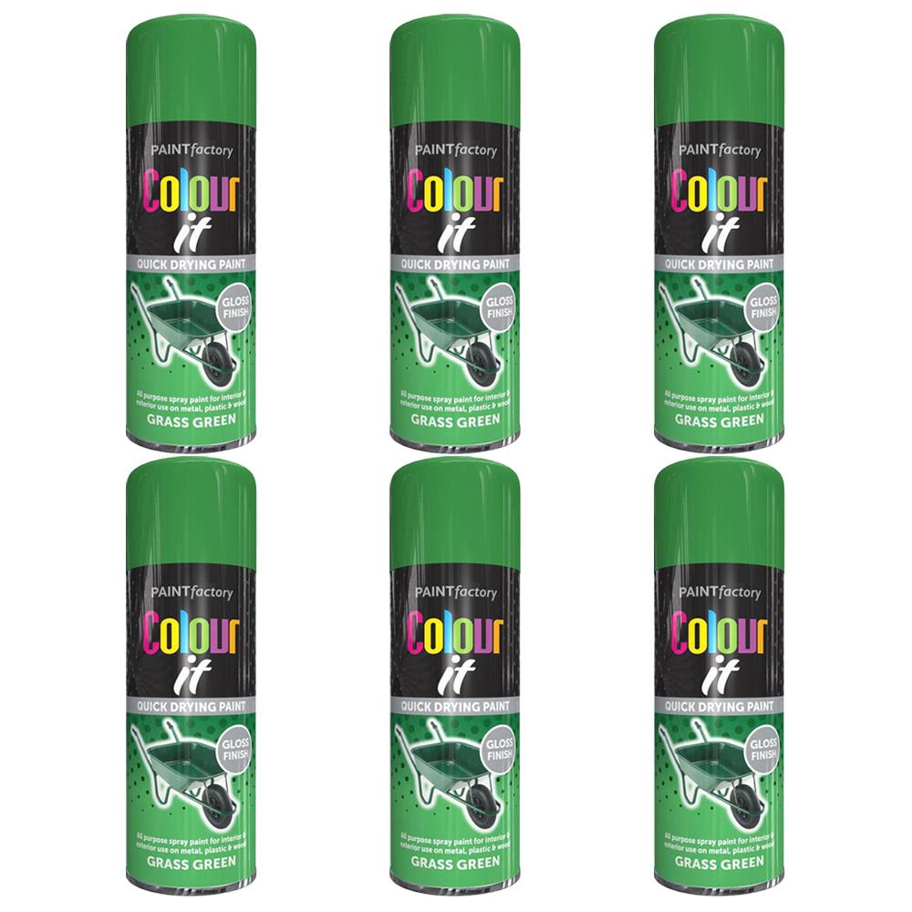 6X Grass Green Gloss Spray Paint 250ml Spray Paint