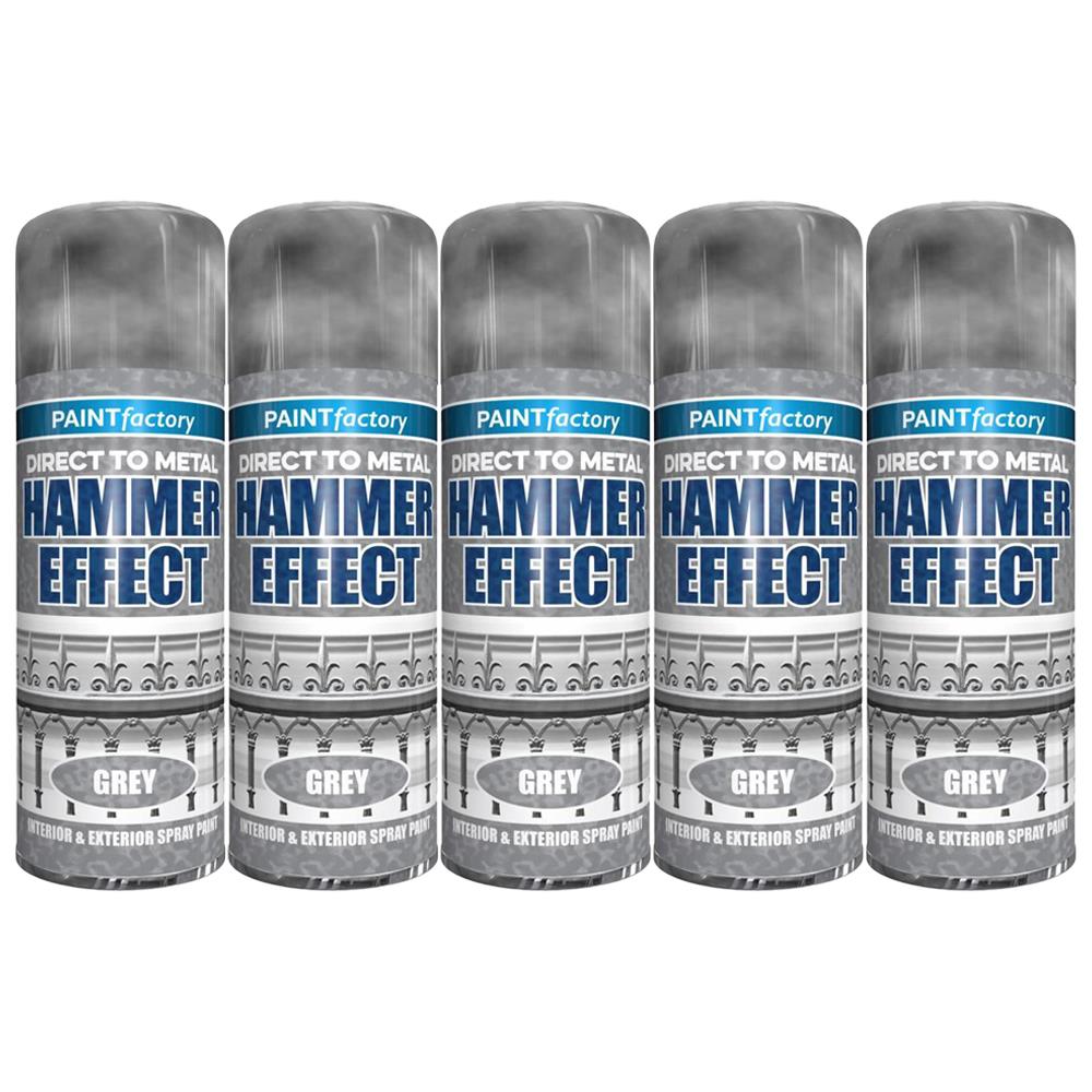 5X Paint Factory Grey Hammered Spray Paint 400ml Spray Paint