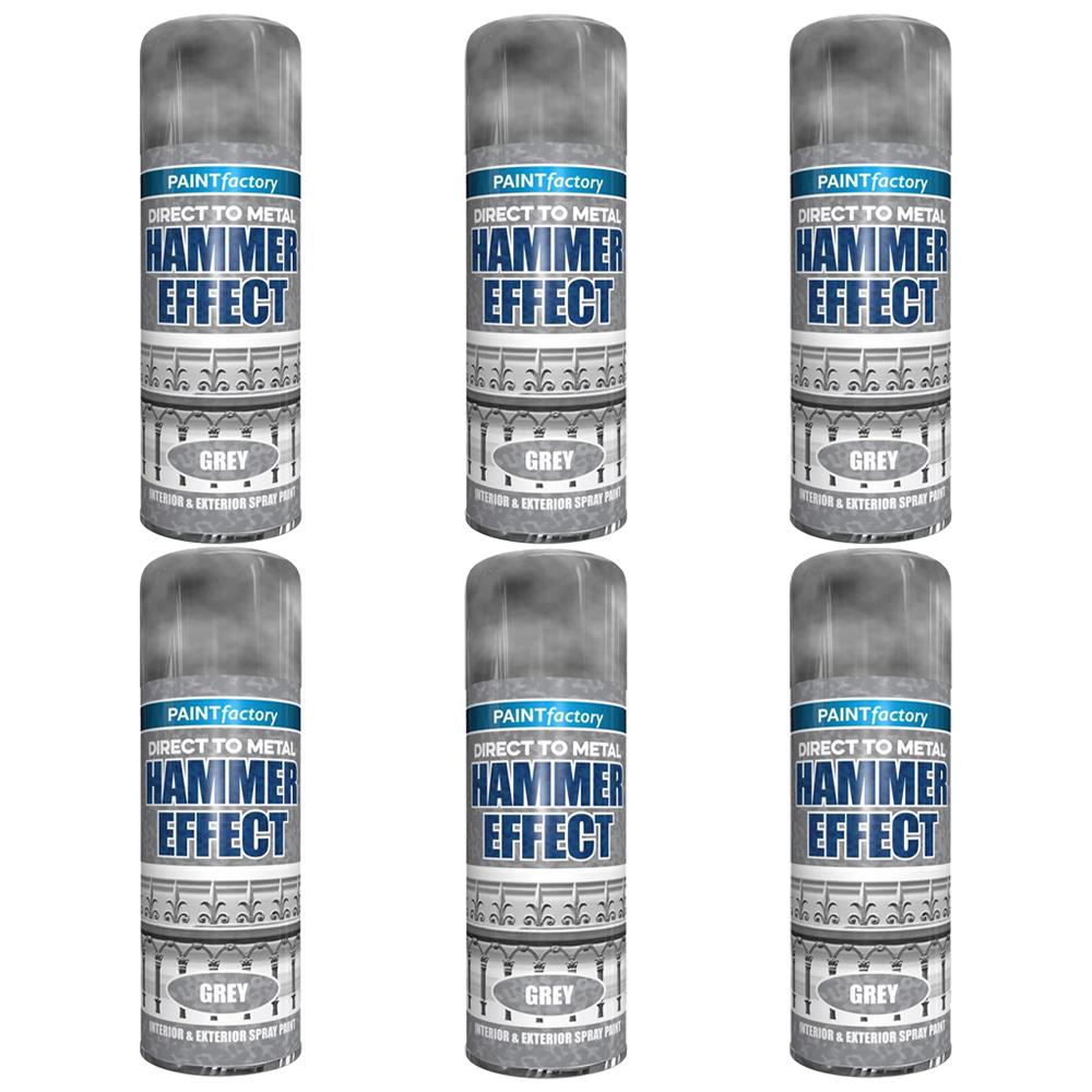 6X Paint Factory Grey Hammered Spray Paint 400ml Spray Paint