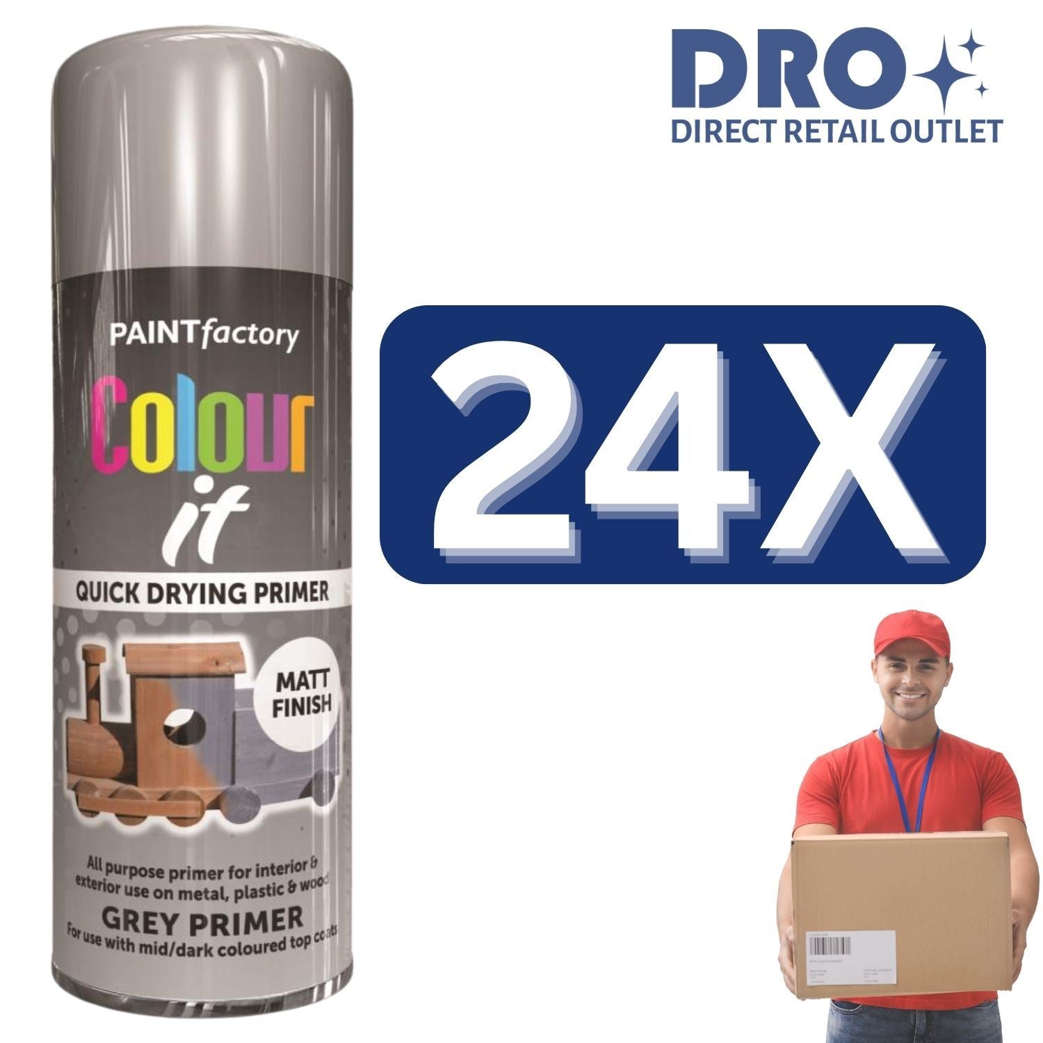 Paint Factory grey primer spray paint 250ml with quick drying and matt finish for all-purpose use