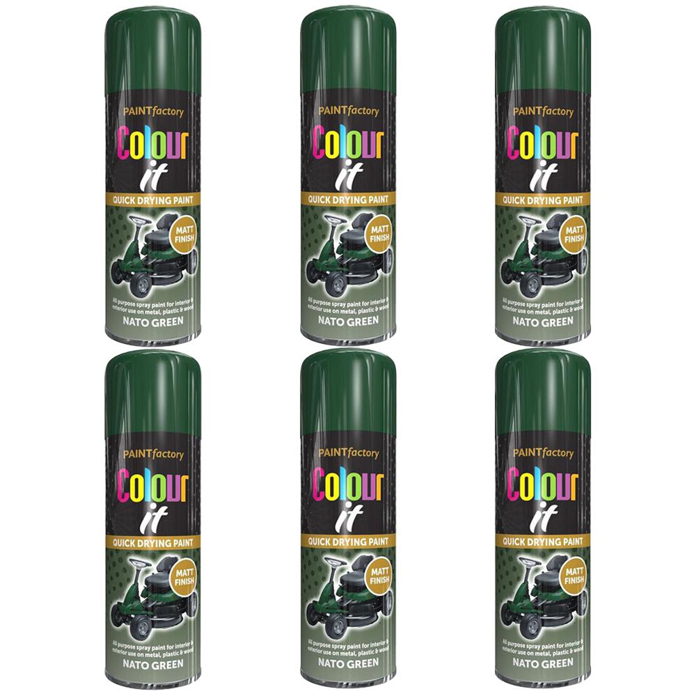 6X Paint Factory Nato Green Matt Spray Paint 400ml Spray Paint