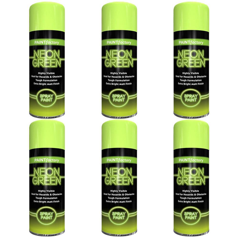 6X Paint Factory Neon Green Spray Paint 400ml Spray Paint