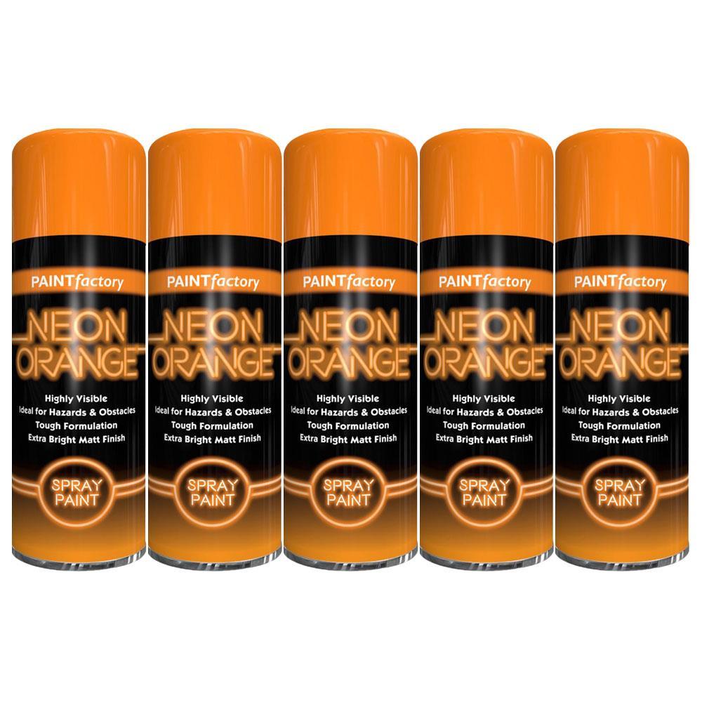 5X Paint Factory Neon Orange Spray Paint 400ml Spray Paint