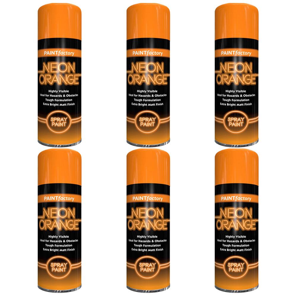 6X Paint Factory Fluorescent Neon Orange Spray Paint 200ml Spray Paint