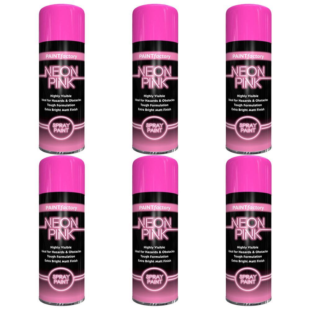 6X Paint Factory Neon Pink Spray Paint 400ml Spray Paint