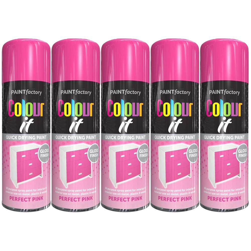 5X Paint Factory Perfect Pink Gloss Spray Paint 400ml Spray Paint