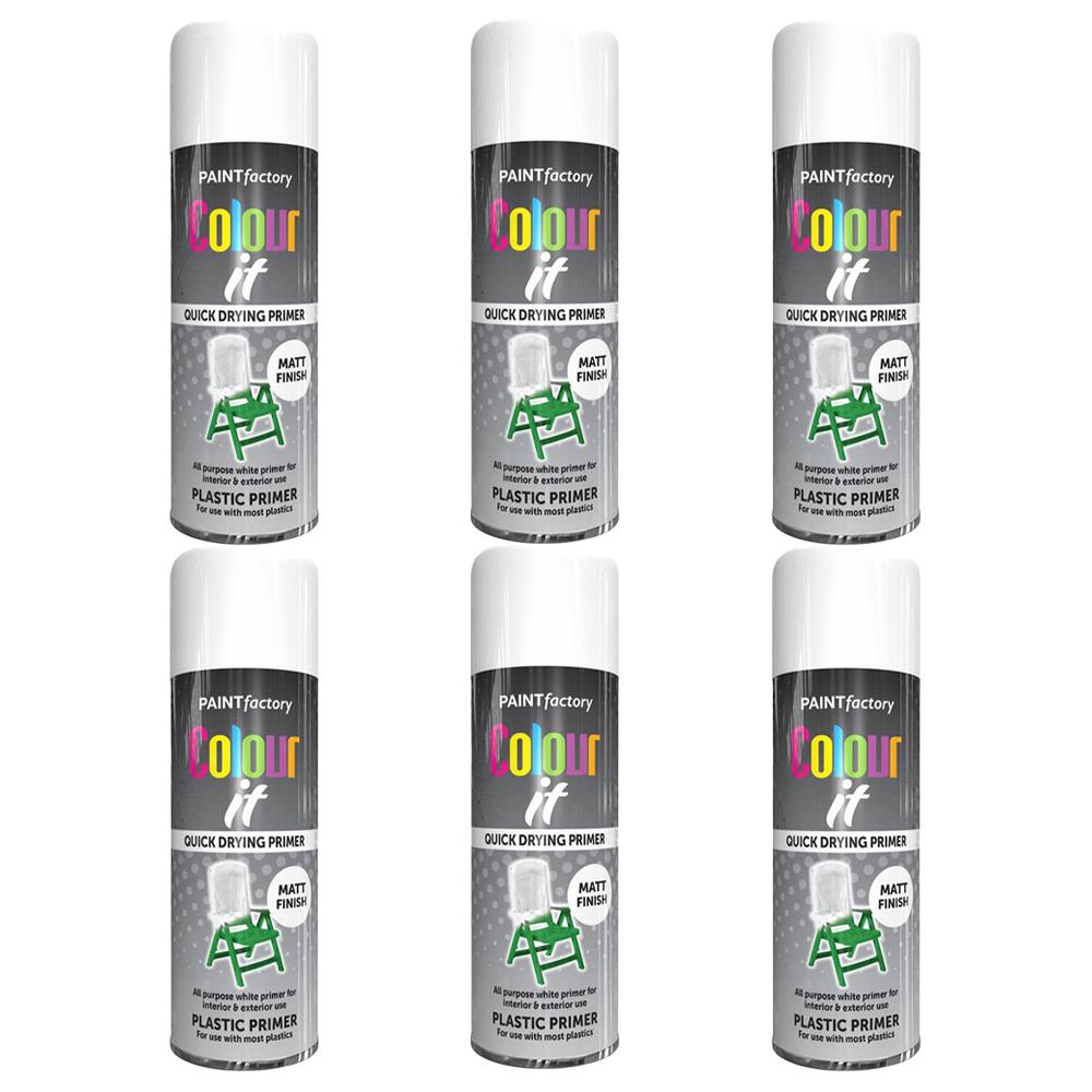 6X Paint Factory Plastic Primer Spray Paint 400ml Spray Paint
