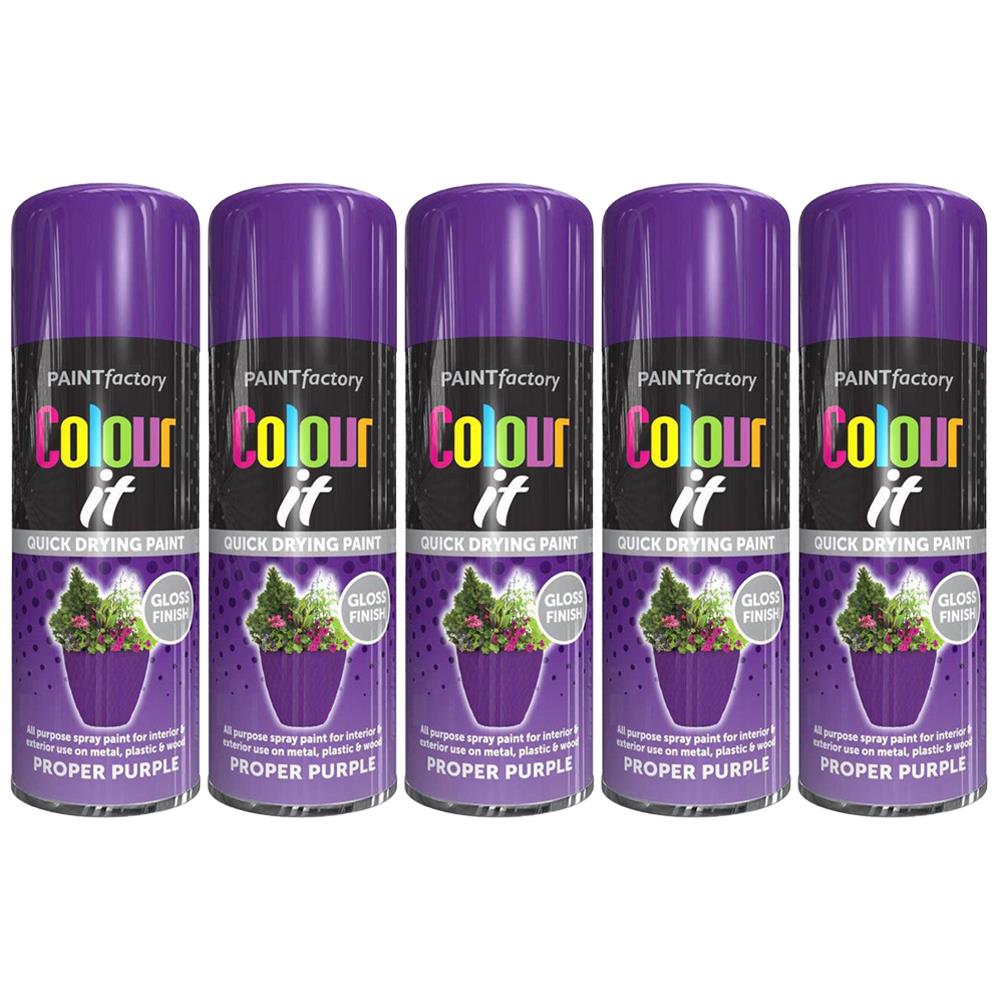 5X Paint Factory Proper Purple Gloss Spray Paint 250ml Spray Paint
