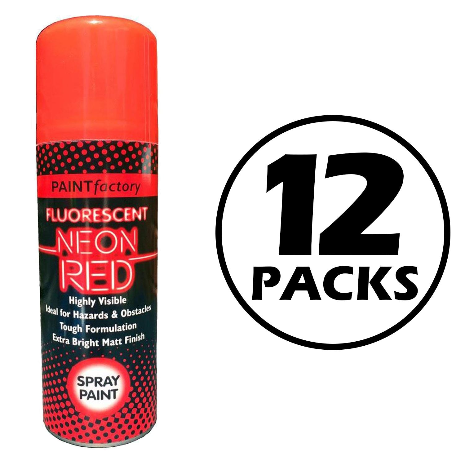 12X Paint Factory Red Fluorescent Neon Spray Paint 200ml Spray Paint