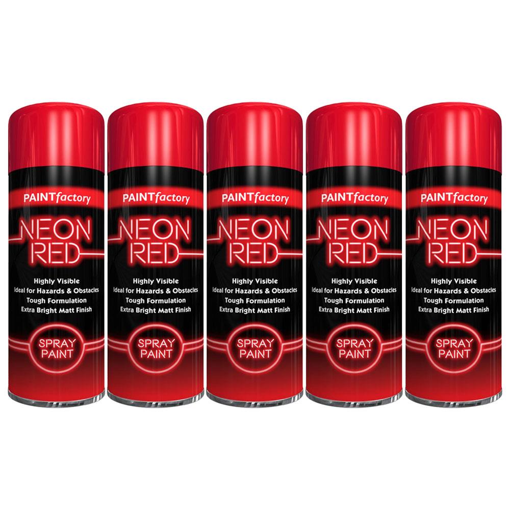 5X Paint Factory Red Fluorescent Neon Spray Paint 200ml Spray Paint