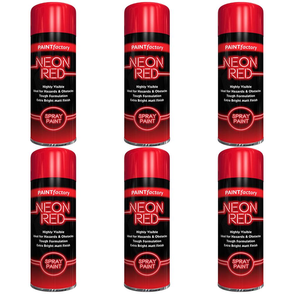 6X Paint Factory Red Fluorescent Neon Spray Paint 200ml Spray Paint