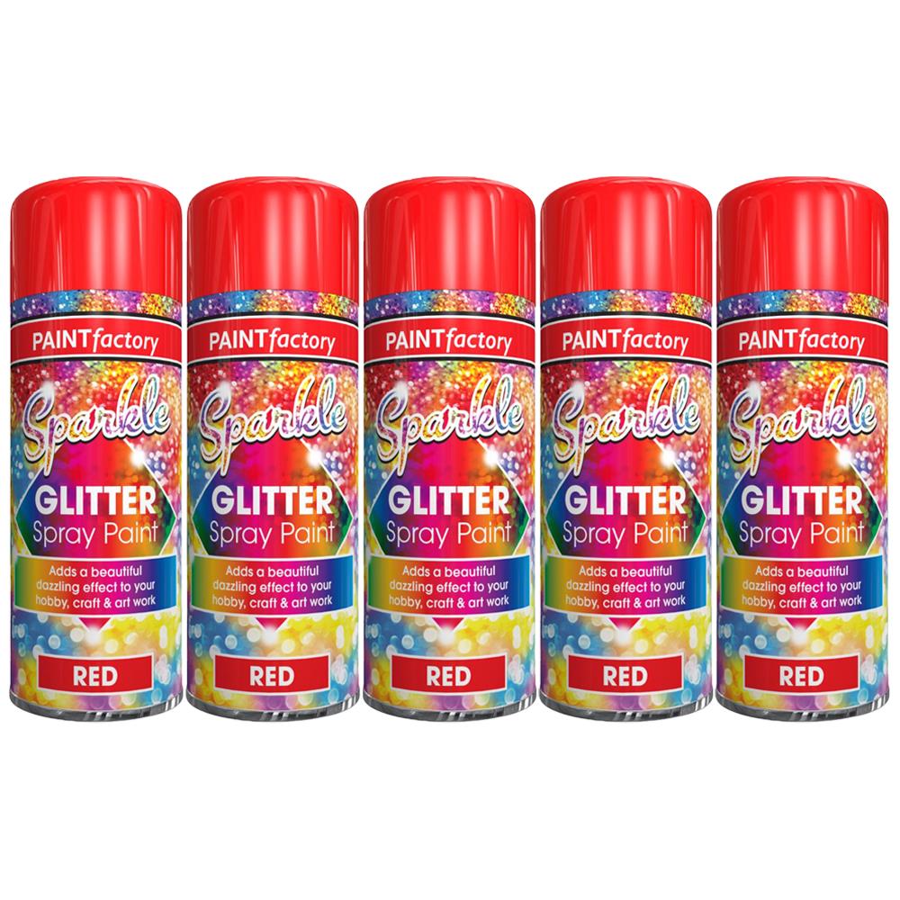 5X Paint Factory Red Glitter Spray Paint 200ml Spray Paint