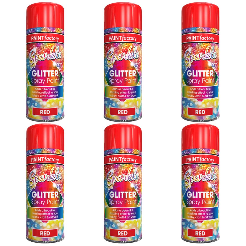 6X Paint Factory Red Glitter Spray Paint 200ml Spray Paint