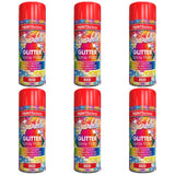 6X Paint Factory Red Glitter Spray Paint 200ml Spray Paint