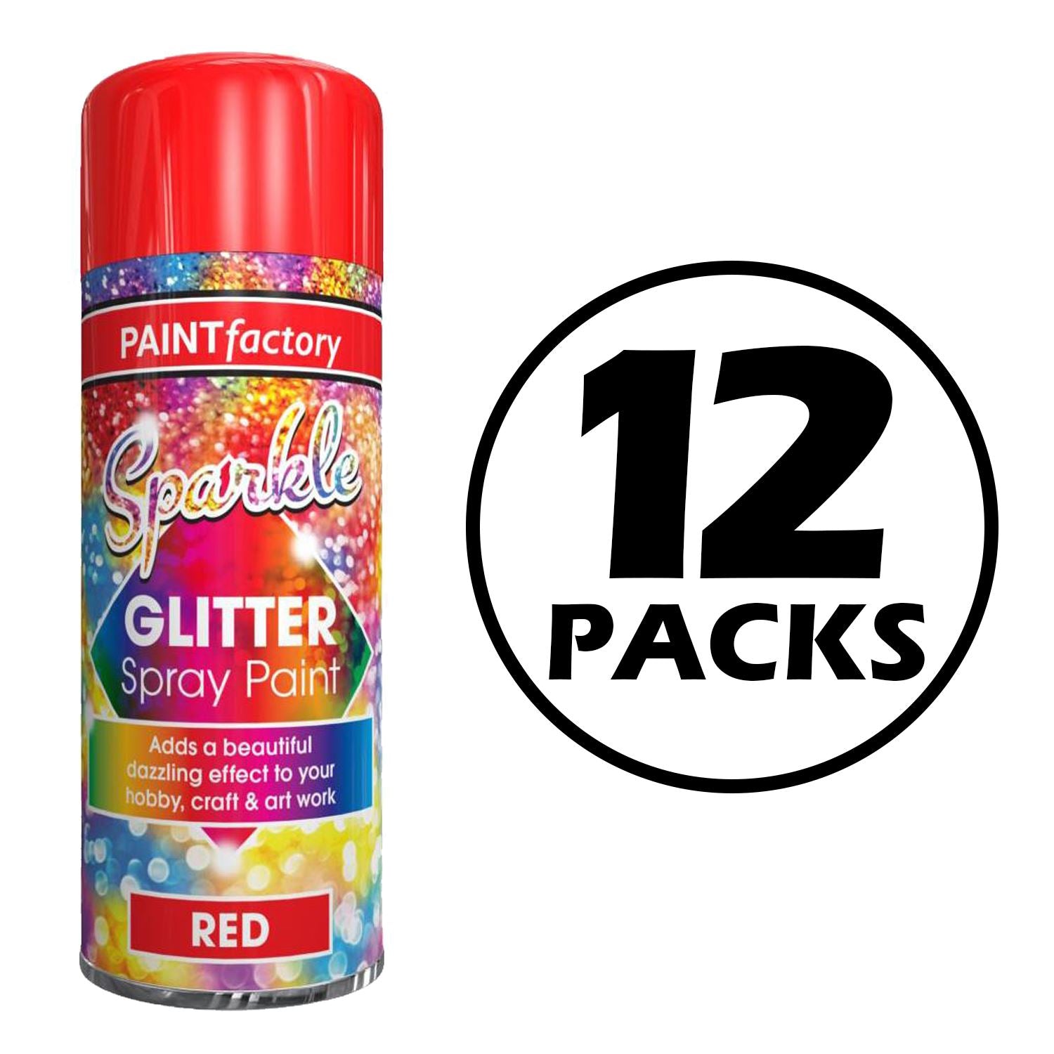 12X Paint Factory Red Glitter Spray Paint 200ml Spray Paint