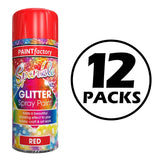 12X Paint Factory Red Glitter Spray Paint 200ml Spray Paint