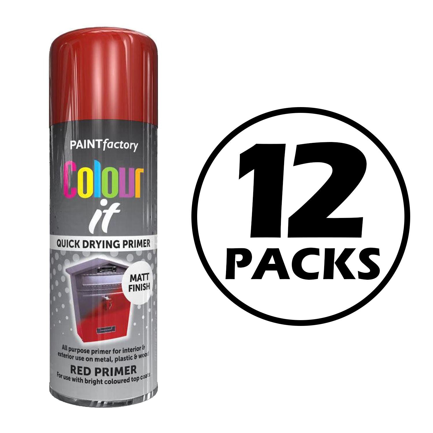 12X Paint Factory Red Primer Spray Paint 400ml Spray Paint