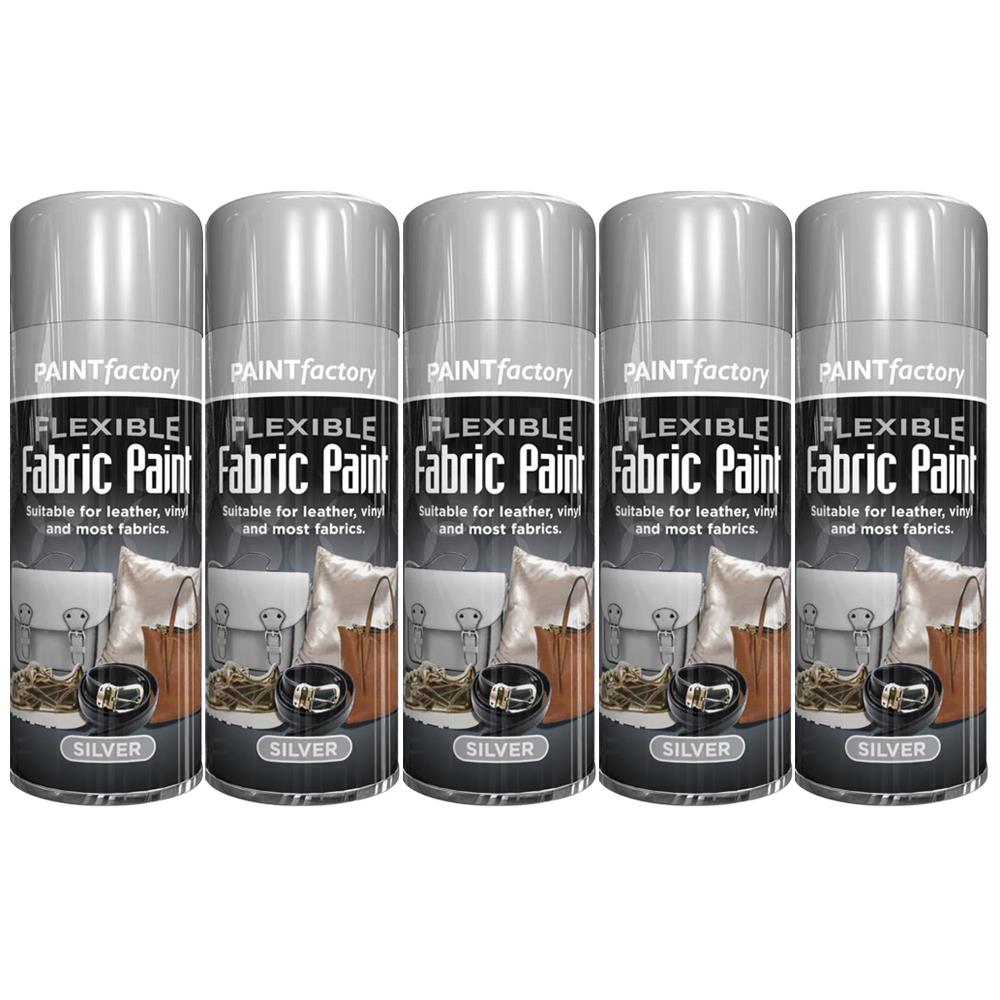 5X Silver Fabric & Vinyl Spray Paint 200ml Spray Paint