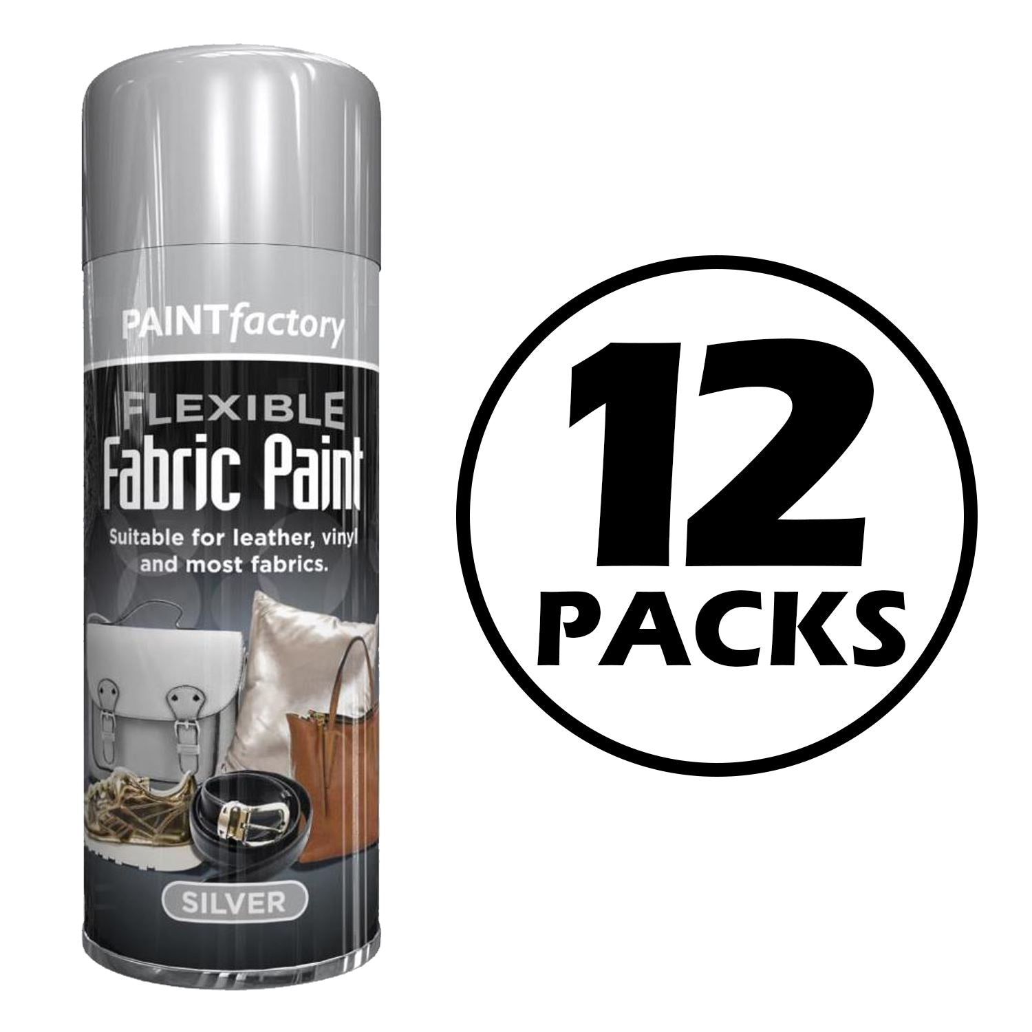 12X Silver Fabric & Vinyl Spray Paint 200ml Spray Paint