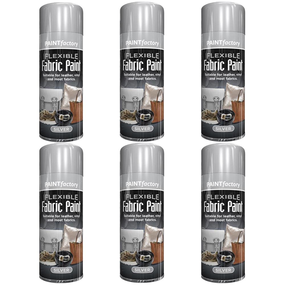 6X Silver Fabric & Vinyl Spray Paint 200ml Spray Paint