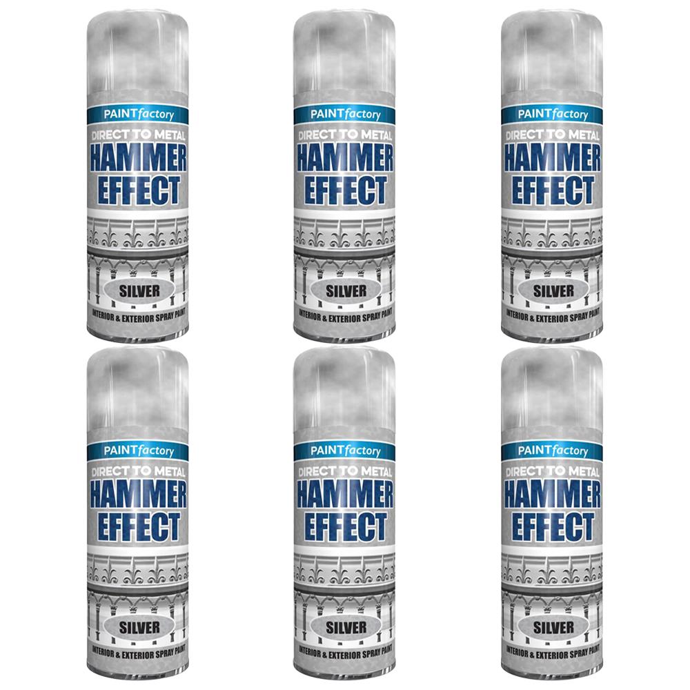 6X Paint Factory Silver Hammer Effect Paint 400ml Spray Paint