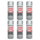 6X Paint Factory Tough Stuff Enamel Silver Gloss 400ml Spray Paint