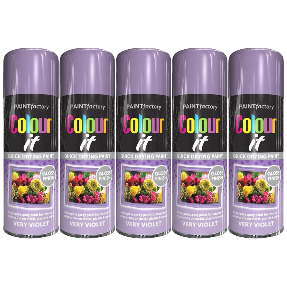 5X Paint Factory Very Violet Gloss Spray Paint 400ml Spray Paint