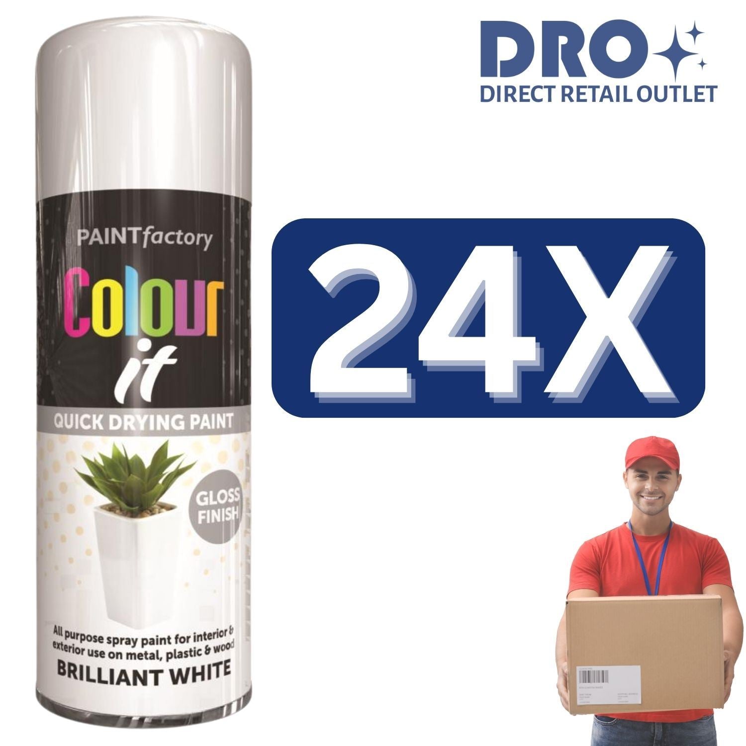 Paint Factory Colour It White Gloss Spray Paint 250ml ideal for indoor and outdoor use on various surfaces