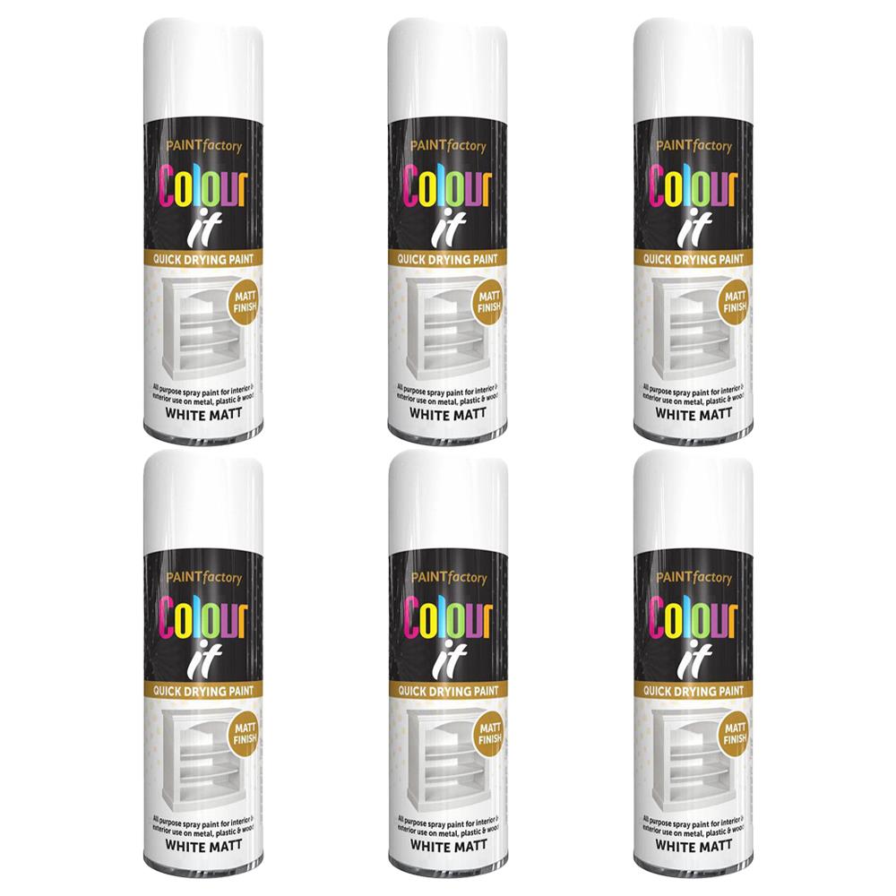 6X Paint Factory White Matt Spray Paint 400ml Spray Paint