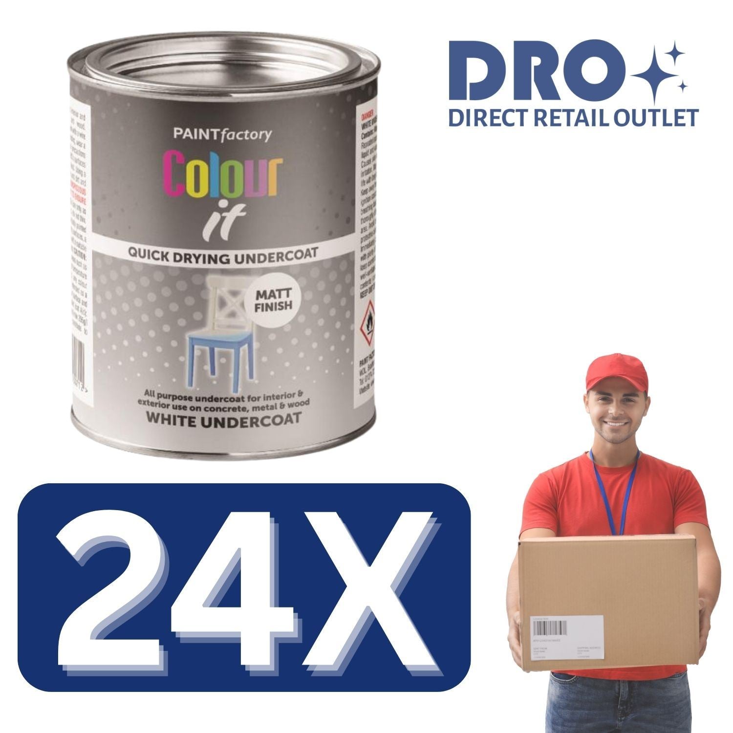 Tin of Paint Factory white matt undercoat paint 300ml for quick drying and versatile coverage