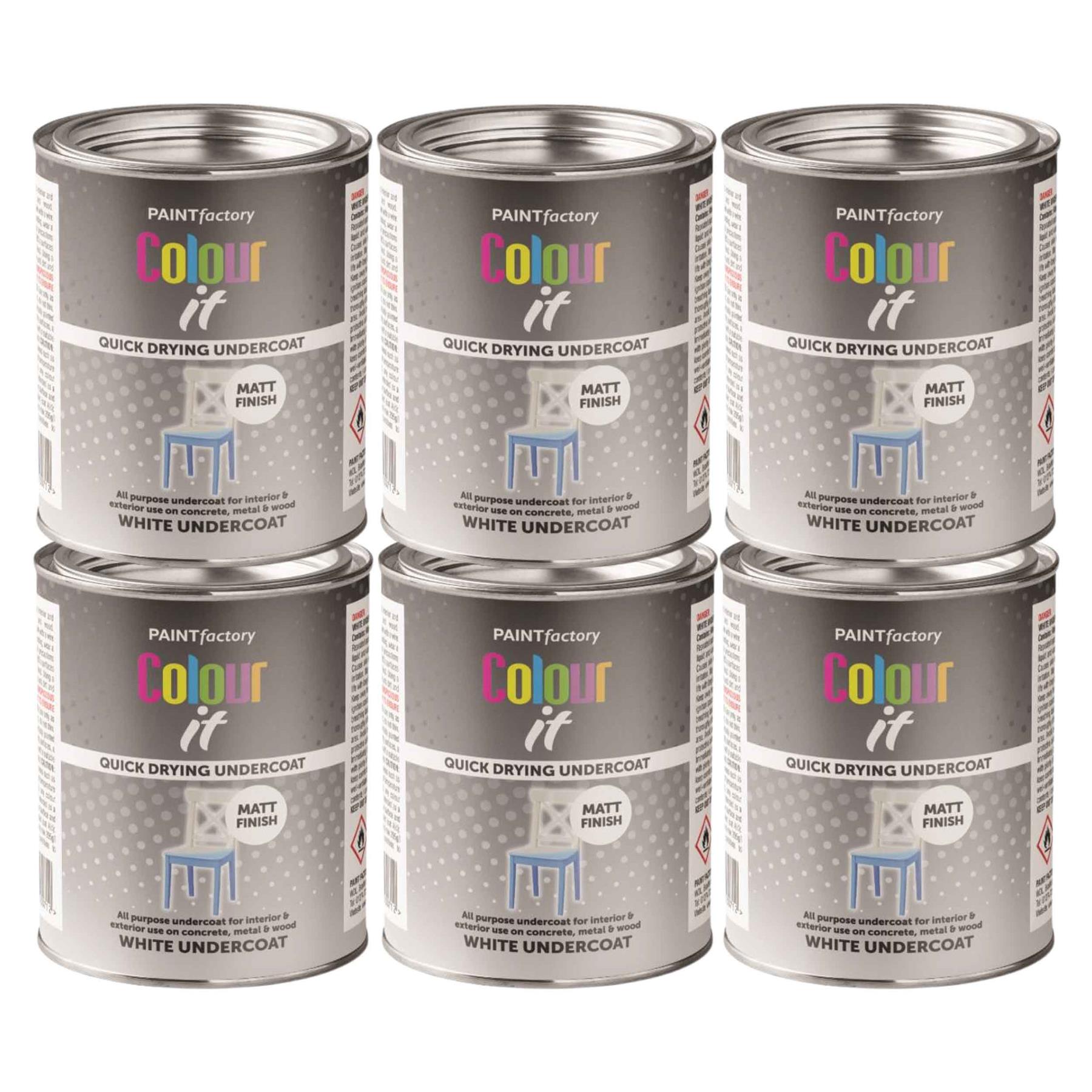 6X Paint Factory White Matt Undercoat Tin Paint 300ml Tin Paint