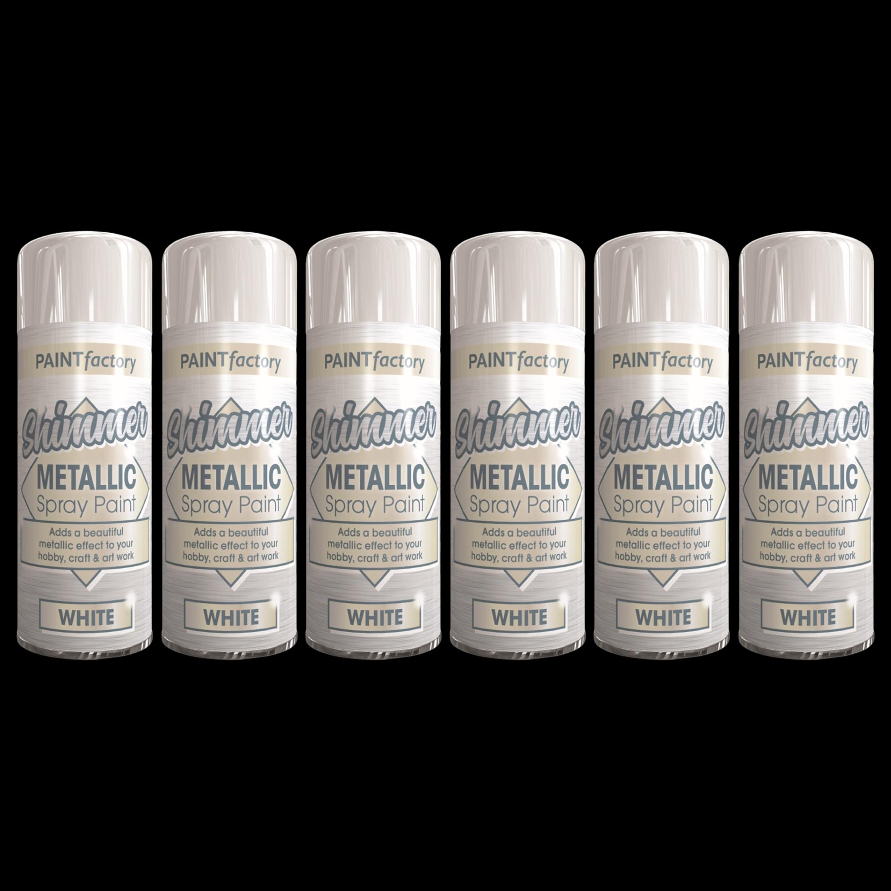 6X Paint Factory White Metallic Spray Paint 200ml Spray Paint